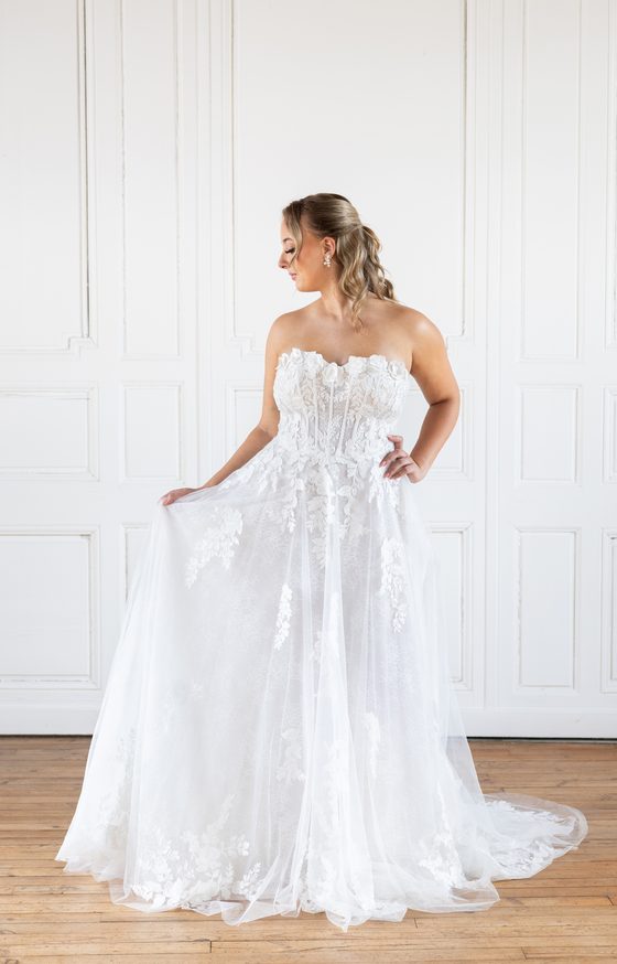 Robe de mariée Ivy, haut bustier, doublure nude