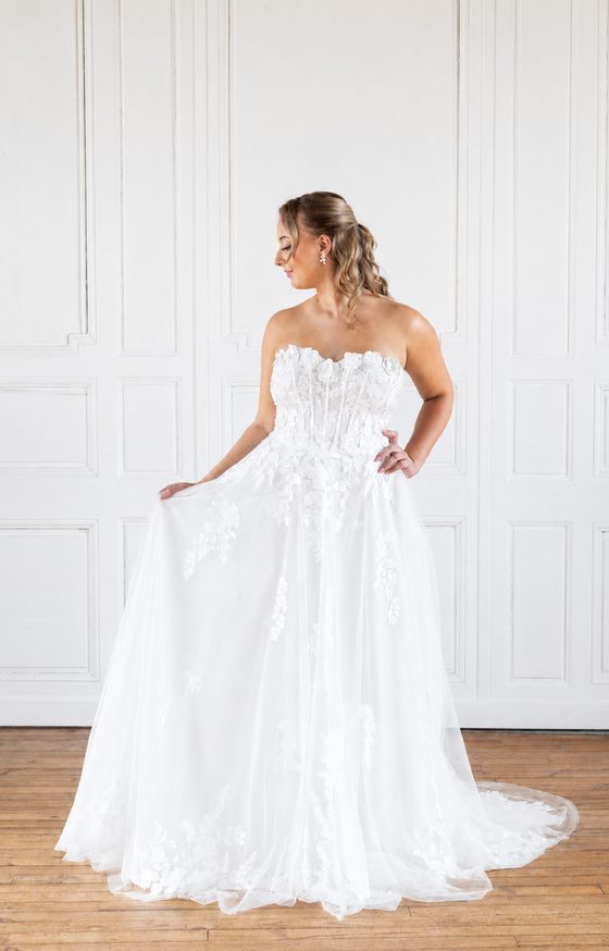 Robe de mariée Ivy, haut bustier, doublure blanche
