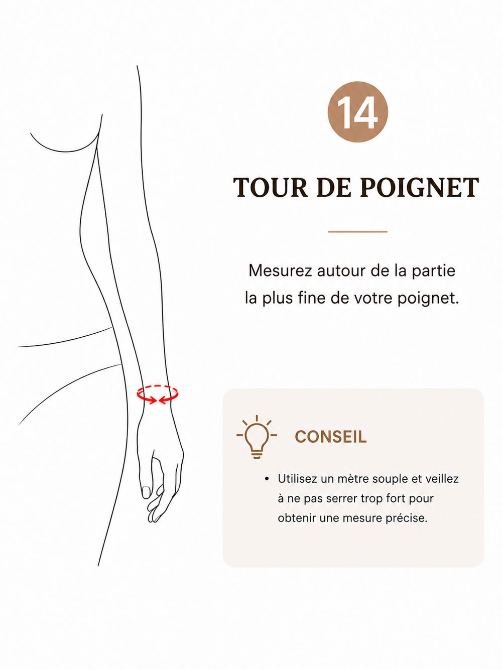 Mesure 14, tour de poignet